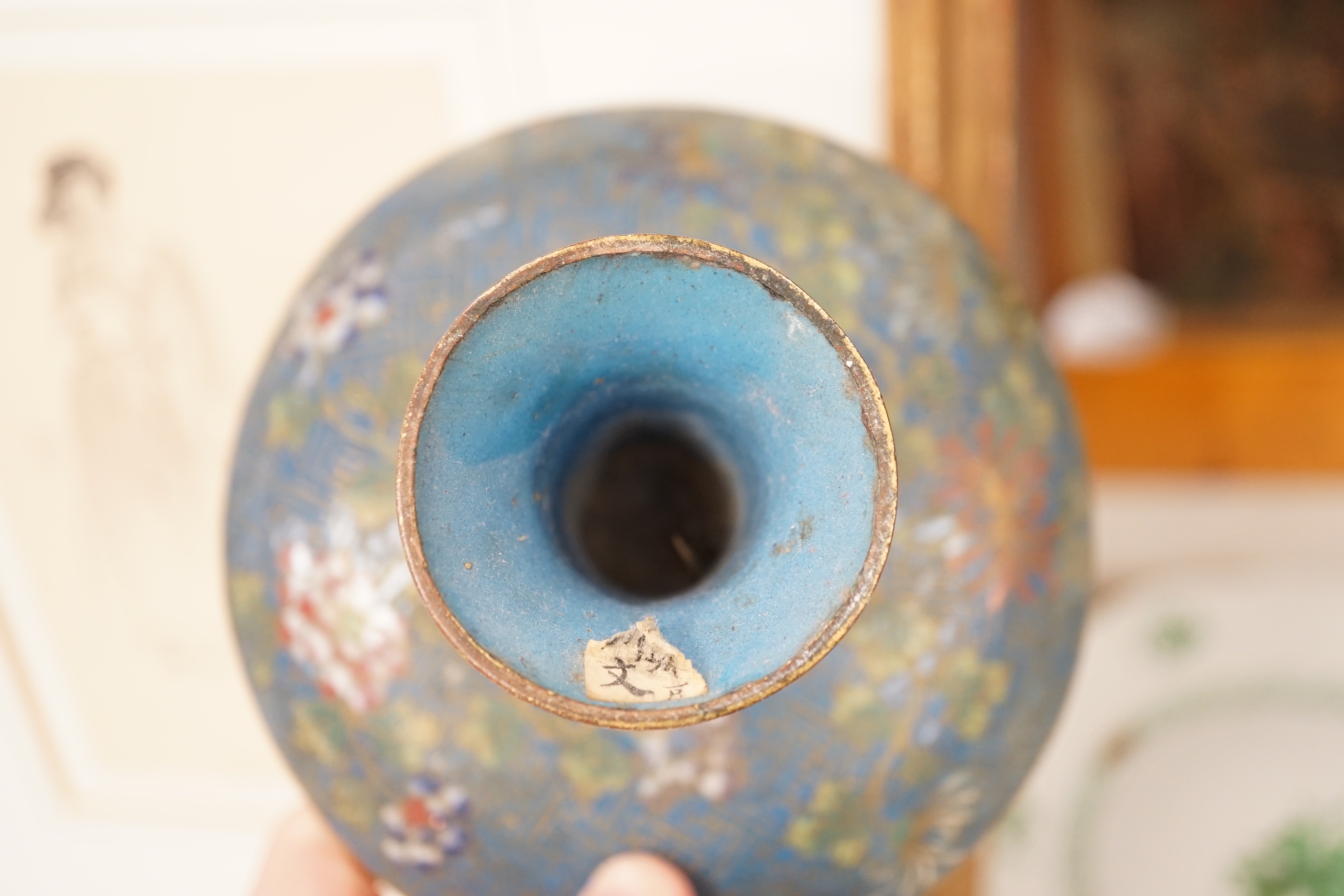 A Chinese cloisonné enamel stem dish, late 19th century, 8cm high